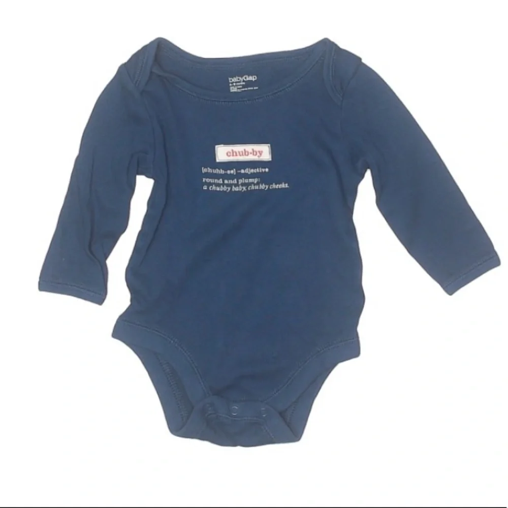 Baby Gap chubby little long sleeve bodysuit unisex blue infant 12 months